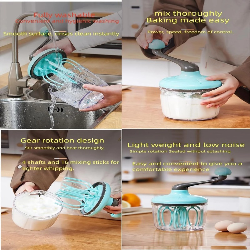 Egg Beater Hand Mixer Semi-Automatic Egg Whisk Milk Frother Handheld Egg Mixer Hand Cranked To Beat Egg Whites Baking Tool