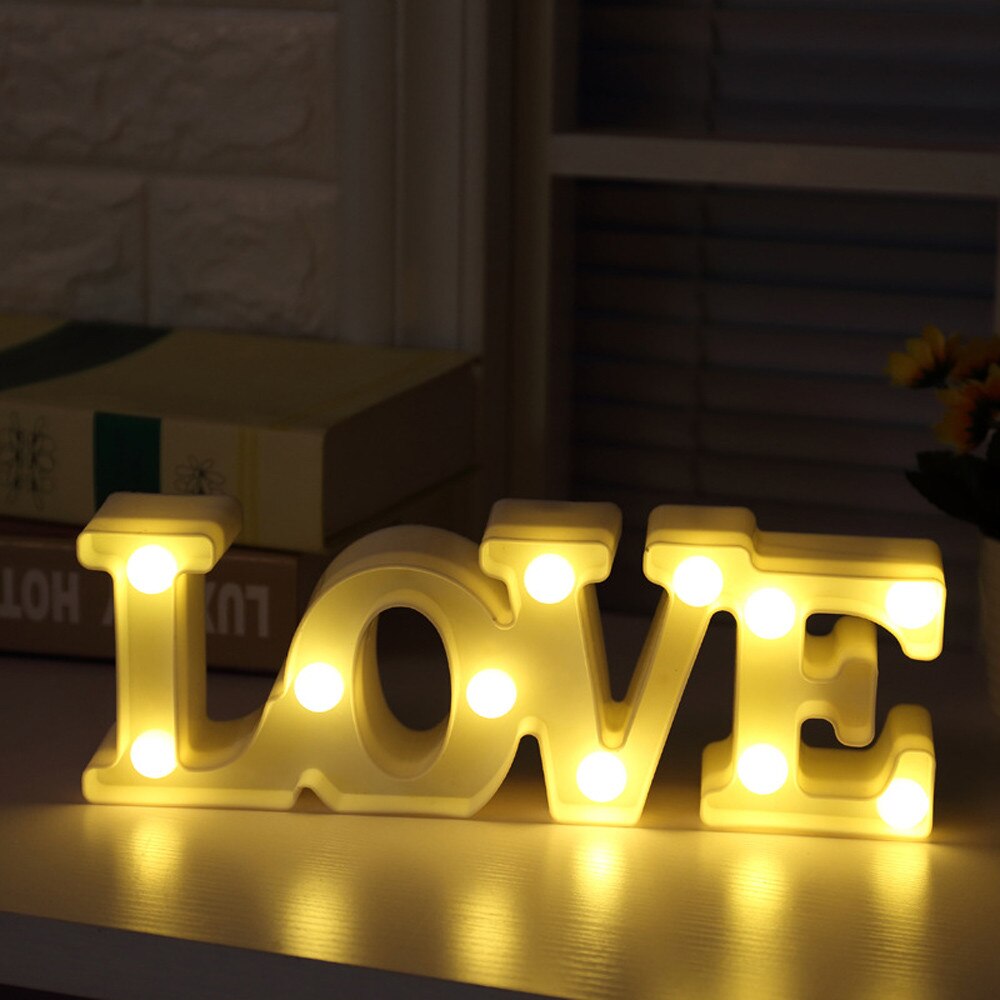 LED LOVE Light Romantic Wedding Standing Letter Lamp Lights Light Up White Plastic Valentine Love Girlfriend L4: Night Lights C