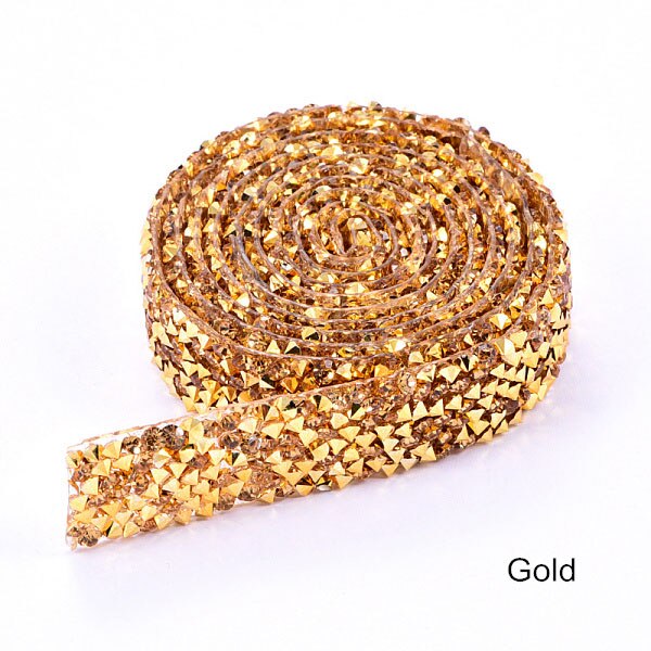 1 Yard/Lot Breedte 15 M Vele Kleuren Steentjes Banding Kristal Zilveren Steentjes Trim Banding Riem Rhinestones Trimmen Diy b3838: Gold