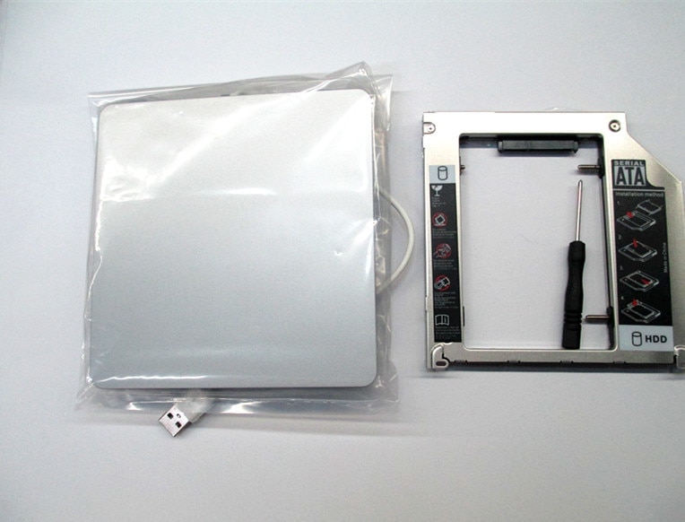Super slim usb 2.0 slot-in dvddrw kit usb dvd etui og 15 " 17 " hdd ssd optibay adapter 2nd caddy til apple macbook pro unibody