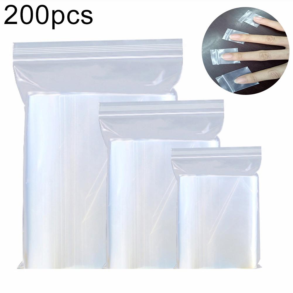 200 stk gjenlukkbare zip-lås-poser selvforseglende klar plast poly ziplock-pose matoppbevaringspakke gjenlukkbar vakuum-frisk pose