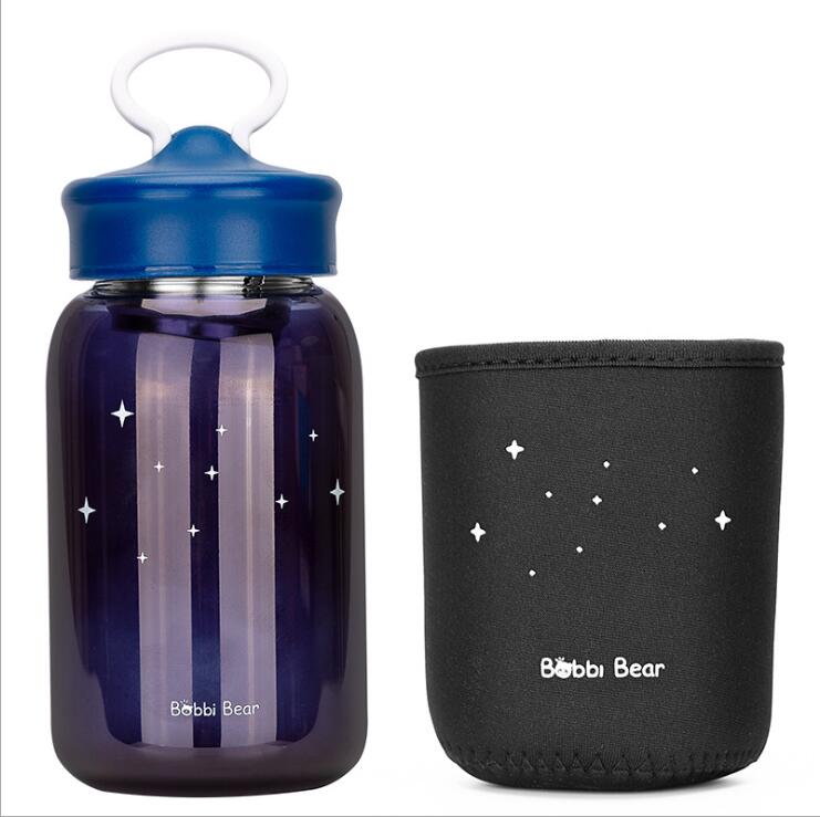 ZOUNICH Wasser Flasche Sport Protein Shaker Glas Flasche eins Nette Universum Ich bin Freien Reise Tragbare Dicht Trinken Flasche 450ml: Schwarz