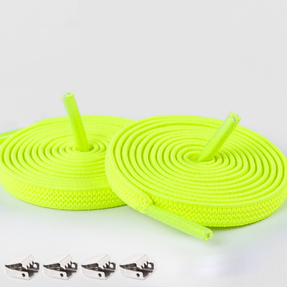 1 Paar Casual Geen Tie Schoenveters Voor Sneakers Stretch Elastische Lui Geen Stropdas Platte Veters 100 Cm Snoep Kleur sport Outdoor Strings: green
