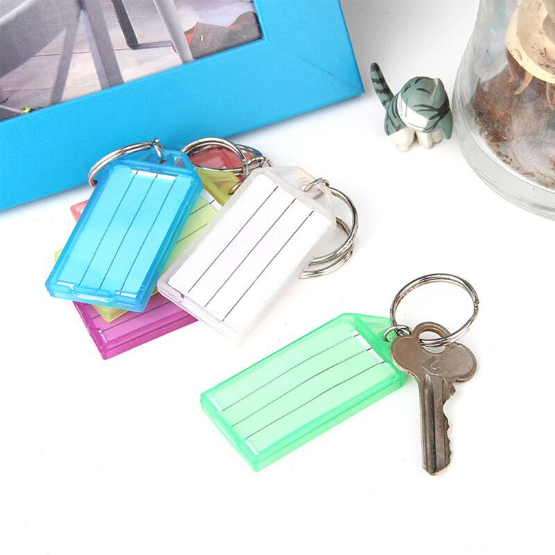 20 Pcs Tough Plastic Key Tags met Split Ring Label Venster Diverse Kleuren