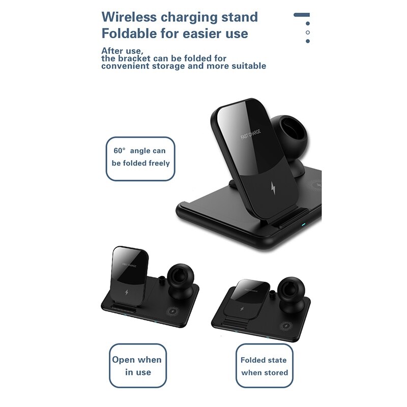 15W Draadloze Oplader Station 4 In 1 Snel Opladen Dock Station Voor Iphone 12 11 Pro Xr Xs X apple Horloge 6 5 4 3