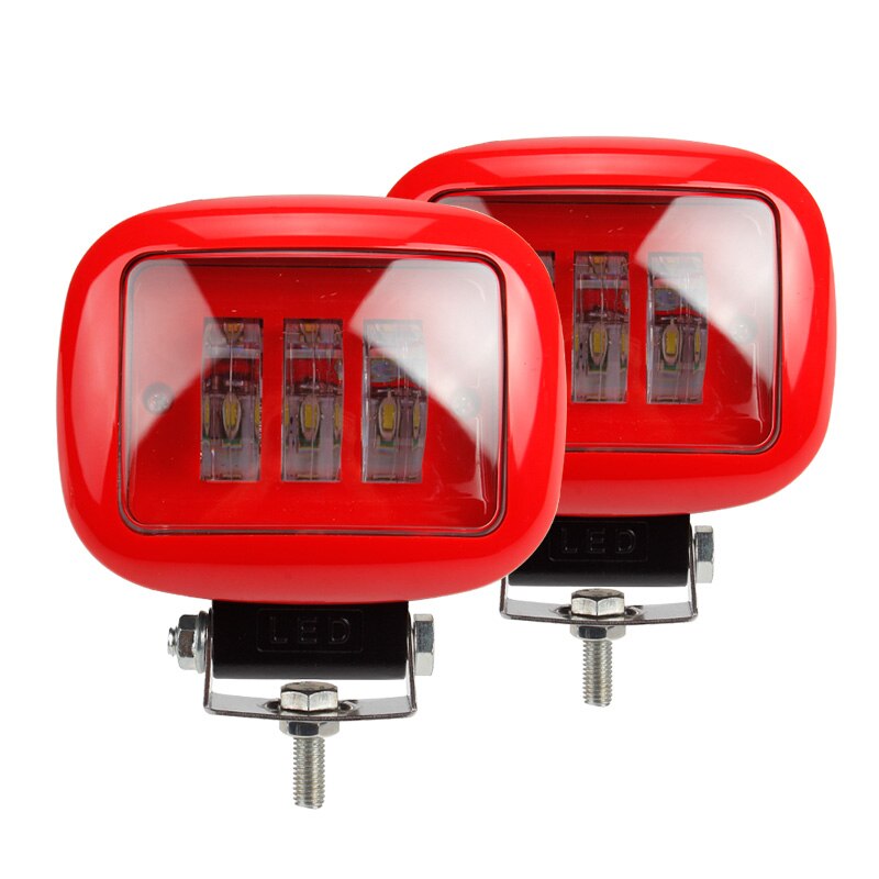OKEEN-Luz led de trabajo con lente 6D, faro redondo de Squar de 30W y 12V para coche, 4WD, ATV, SUV, UTV, camiones, 4x4, luces de conducción todoterreno: 2pcs  red square