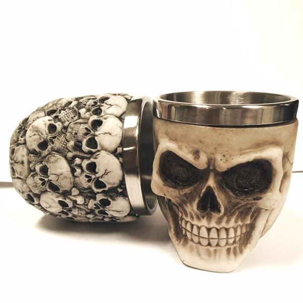 Retro 3D Stainless Steel Skull Cup Novelty Skull Head Vodka Mug Coffee Drinking Cup Drinkware