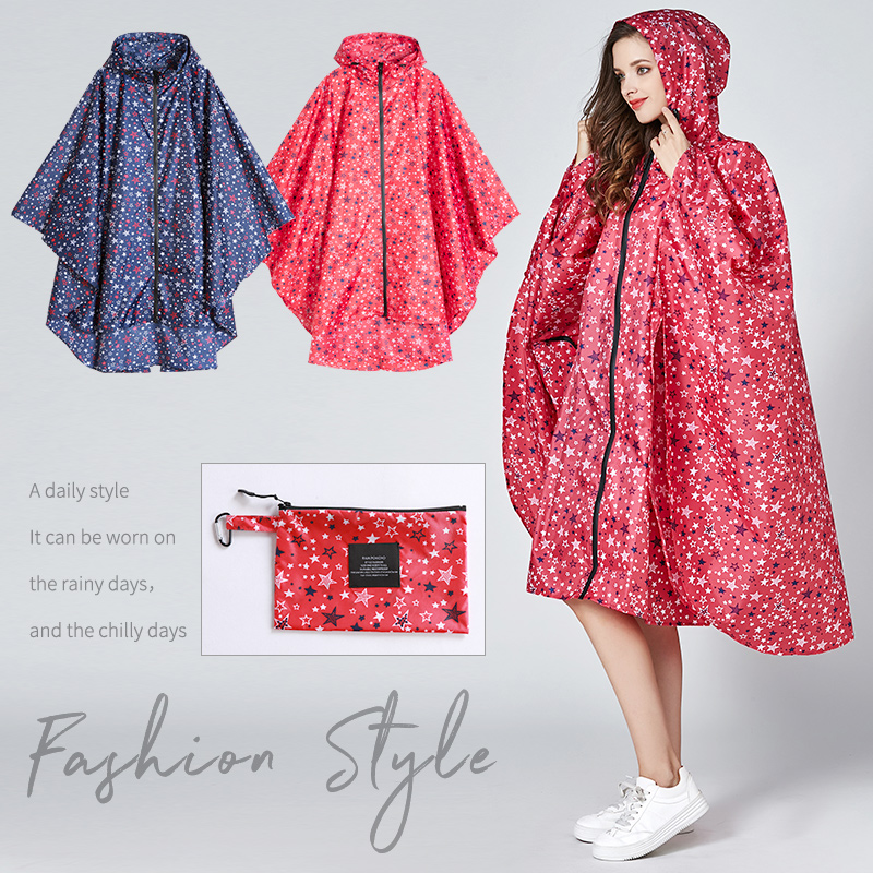 Poncho imperméable à capuche avec fermeture éclair pour femme, veste de pluie,