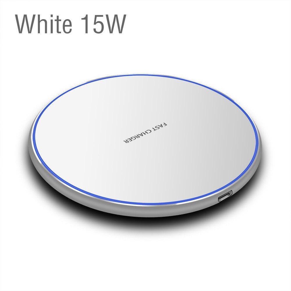 10w 15 rápido carregador sem fio para samsung galaxy s10 s20 s9 nota 10 9 usb qi almofada de carregamento para iphone 11 pro xs max xr x 8 mais: White 15W