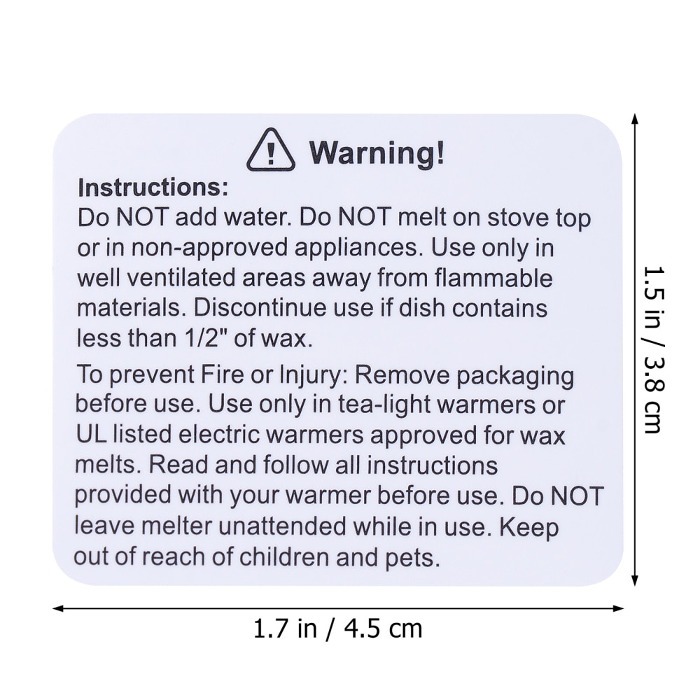 1 Roll Wax Melt Warning Labels Candle Warning Stickers Candle Warning Labels