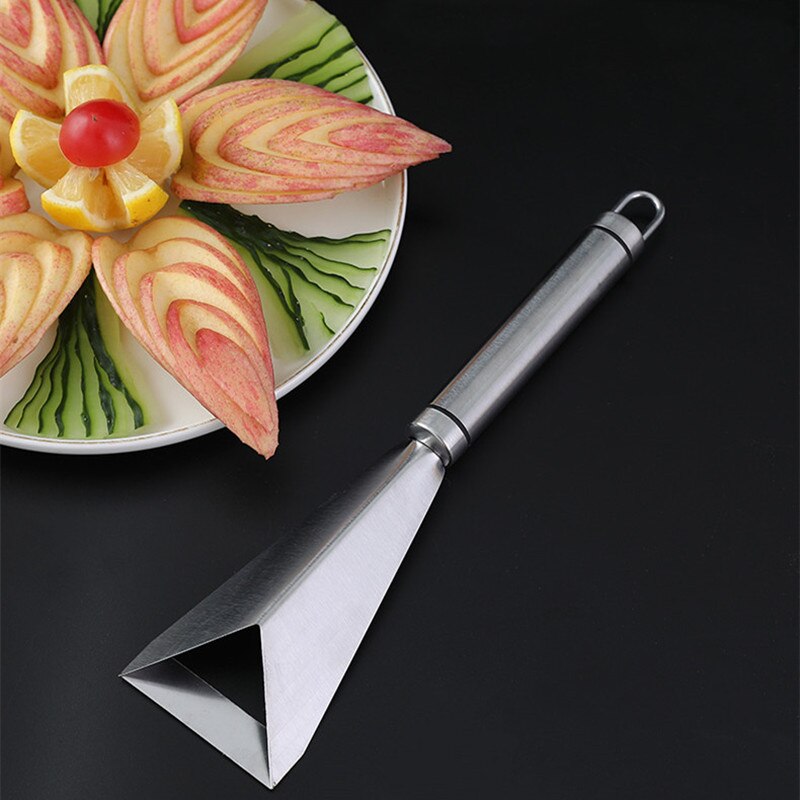 Cuchillo triangular de acero inoxidable para tallar frutas, frutas y verduras para tallar utensilio, herramienta de cocina antideslizante
