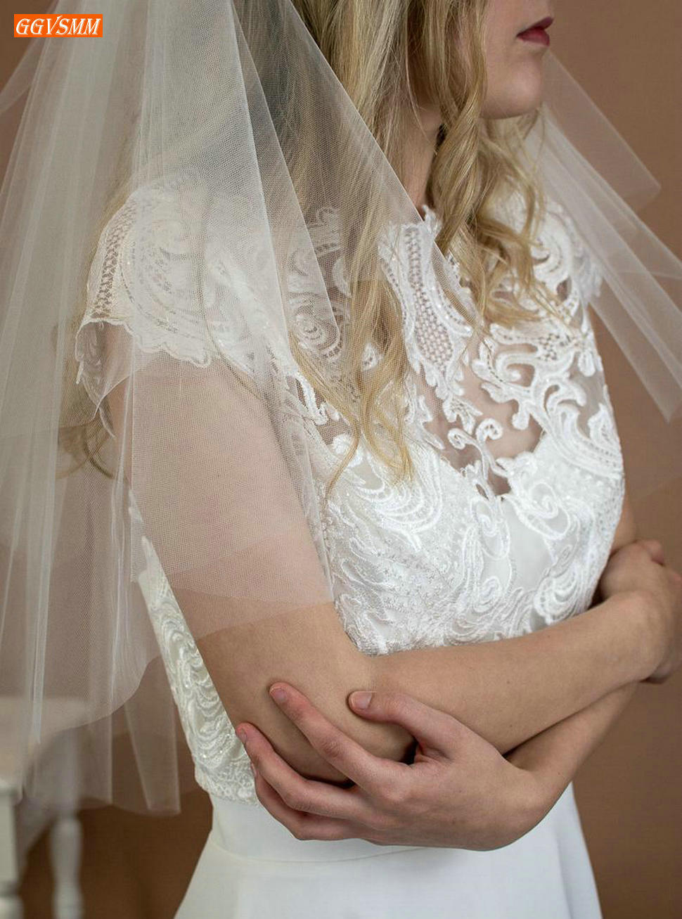 Purdah Short White Wedding Veil with Comb Yashmac Soft Tulle Two Layer Ivory Bridal Veils Cut Edge Wedding Accessories