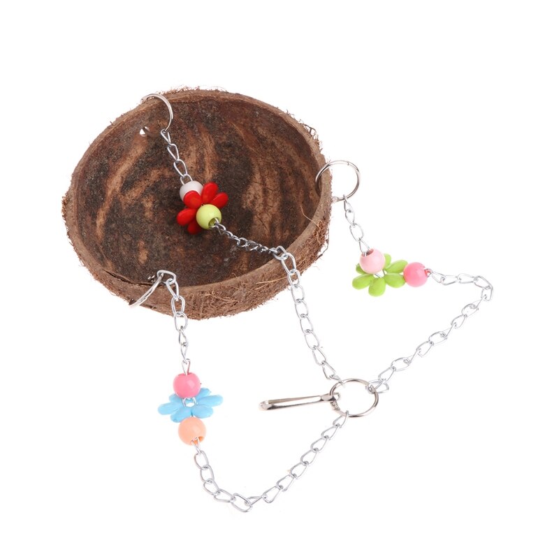 Naturalne łupina kokosa ptasie gniazdo klatka podajnik wiszące stojące zabawki dla zwierząt papuga Dropshipping