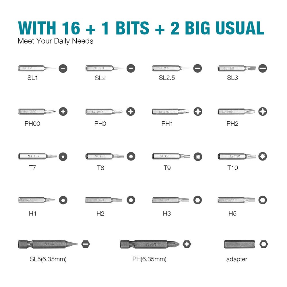 Electric Screwdrivers 19 In 1 Precision Cordless Rechargeable Screwdriver Drill Set with Dual LED Light Power Tools for Repair