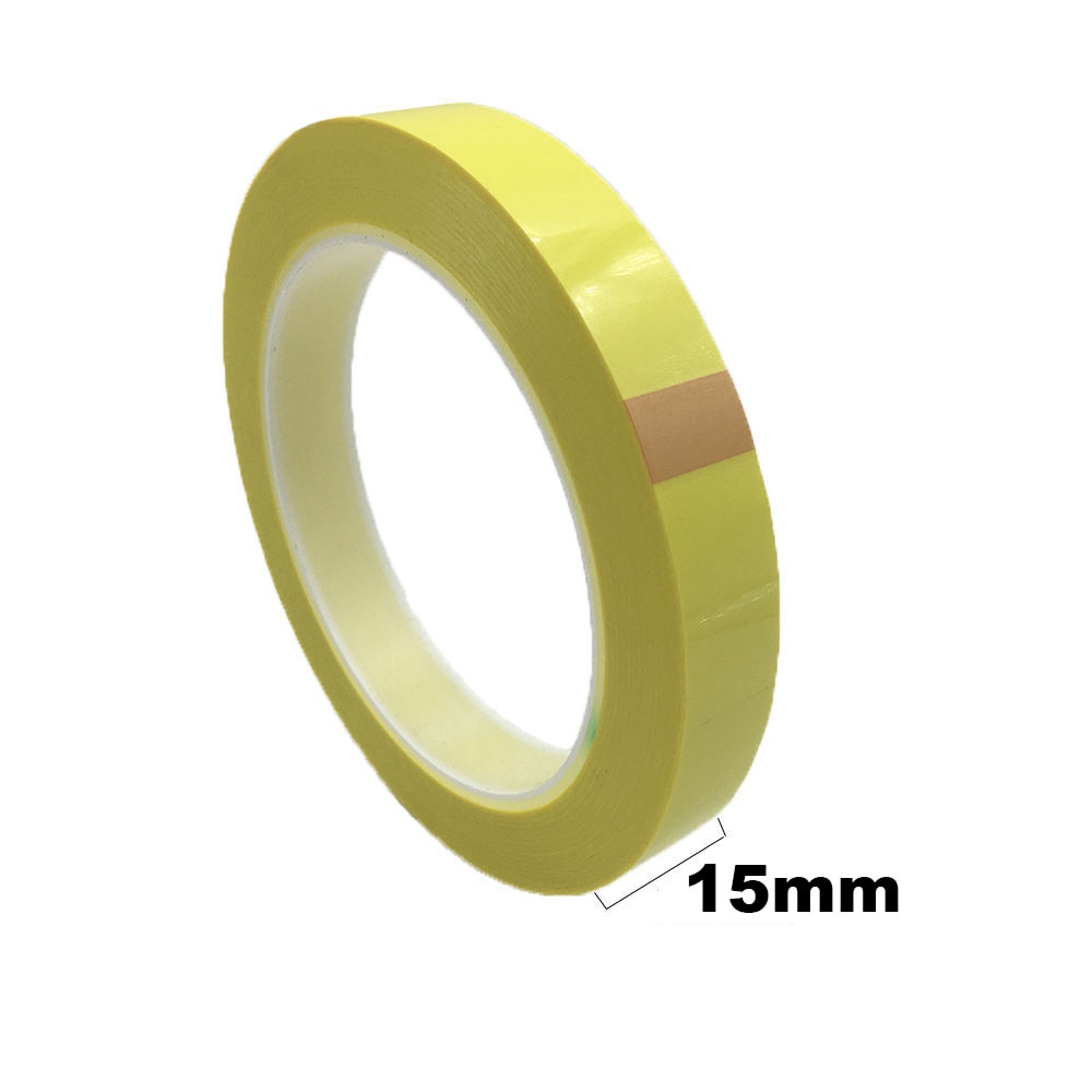 50m/ rullar , 15mm bred självhäftande mylartejp för transformator, motor, strömbatteri, spolomslag, anti-flame gul