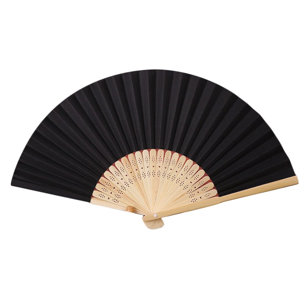 Chinese Style Fan Pattern Folding Dance Wedding Party Lace Silk Folding Hand Held Flower Fan Girl Women Photo Prop Tool Art Craf: Black