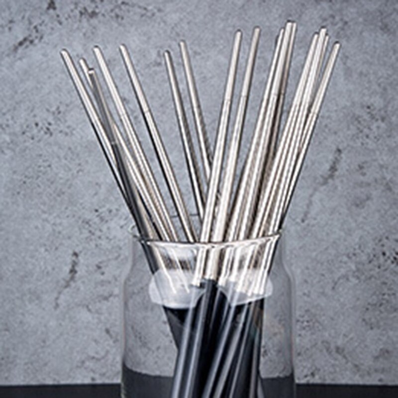 1 Pair Stainless Steel Japanese Chopsticks Non-slip Stainless Steel Chop Sticks Set Reusable Food Sticks Sushi Hashi