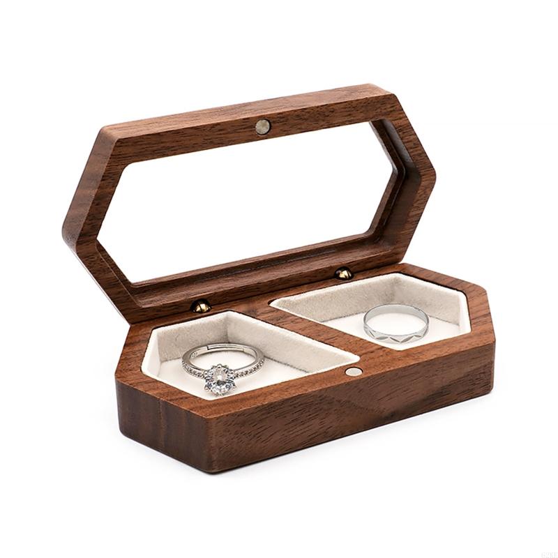 exquisit Walnussholz Ring Kasten Schmuck Organizer Anzeige Ring Aufbewahrungsbox Reise für fallen Schmuck Präsentation Kasten: Weiß