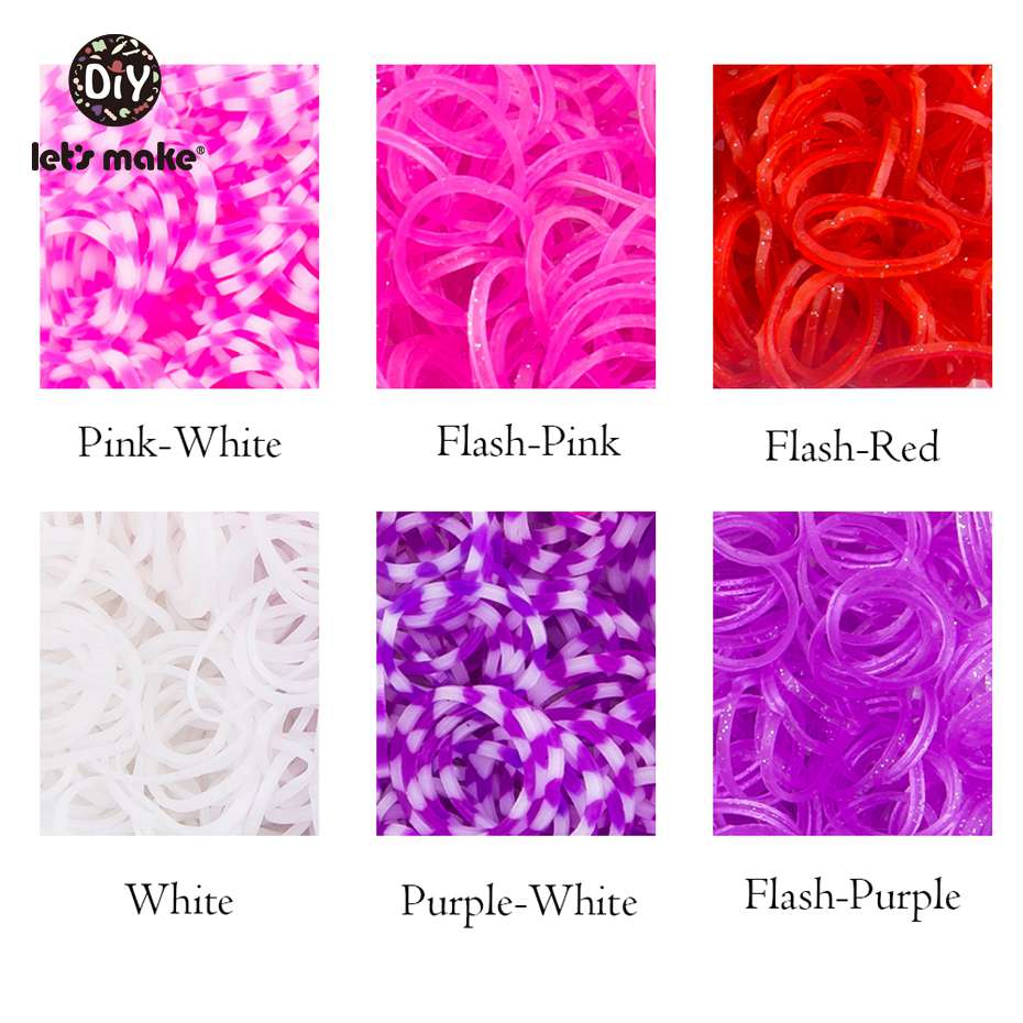 Låt oss göra 1800pc diy leksaker gummi vävstol band stickning armband elastisk regnbåge väv vävstol vuxna barn förälder-barn leksak: Röd