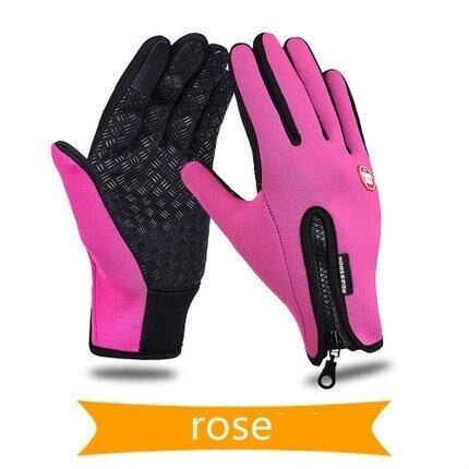 Gants en polaire écran tactile antidérapant étendu 24cm polaire chaude imperméable/coupe-vent gants d'hiver unisexe gants pour SmartPhone: rose / L