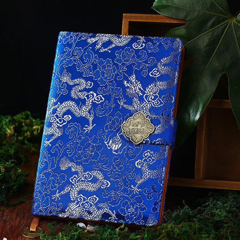 Cahier de notes classique de Style chinois, bloc-notes sculpté, bloc-notes brocart du Dragon chinois , à la , d'affaires, feuilles de 50: 12