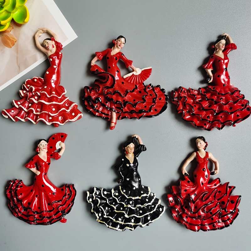 Spanje Flamenco Koelkast Magneten Spaanse Danser Toeristische Souvenir Decor Handwerk Magnetische Koelkast Sticker Collectie