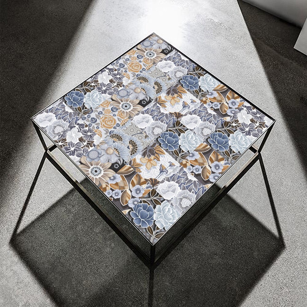 10 pièces/ensemble marbre fleurs motif cristal dur carreaux autocollant Mural cuisine sol rénovation de la maison Art Mural amovible stickers muraux