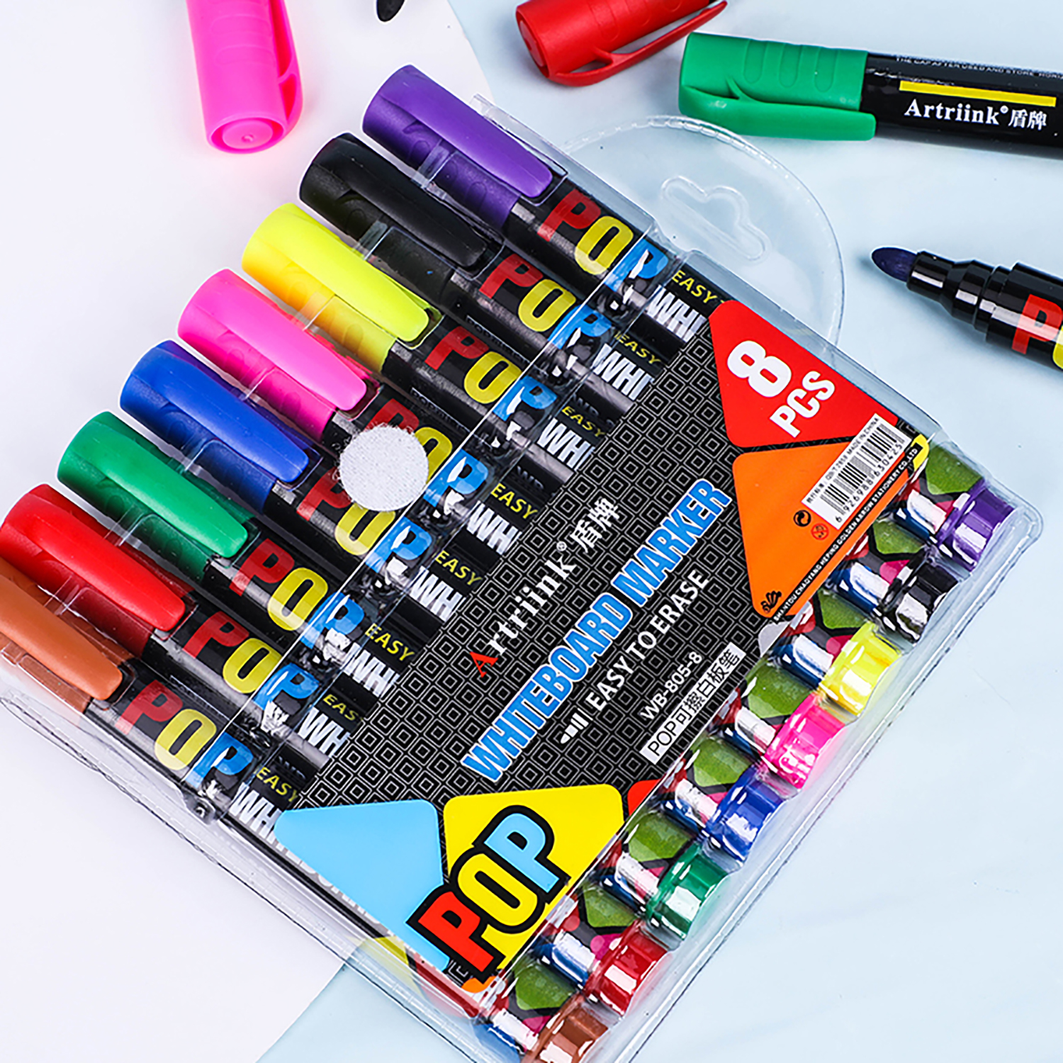 Dry Erase Markers For Whiteboards, Chisel Tip, Low-Odor, Assorted Colors, Pack of 12