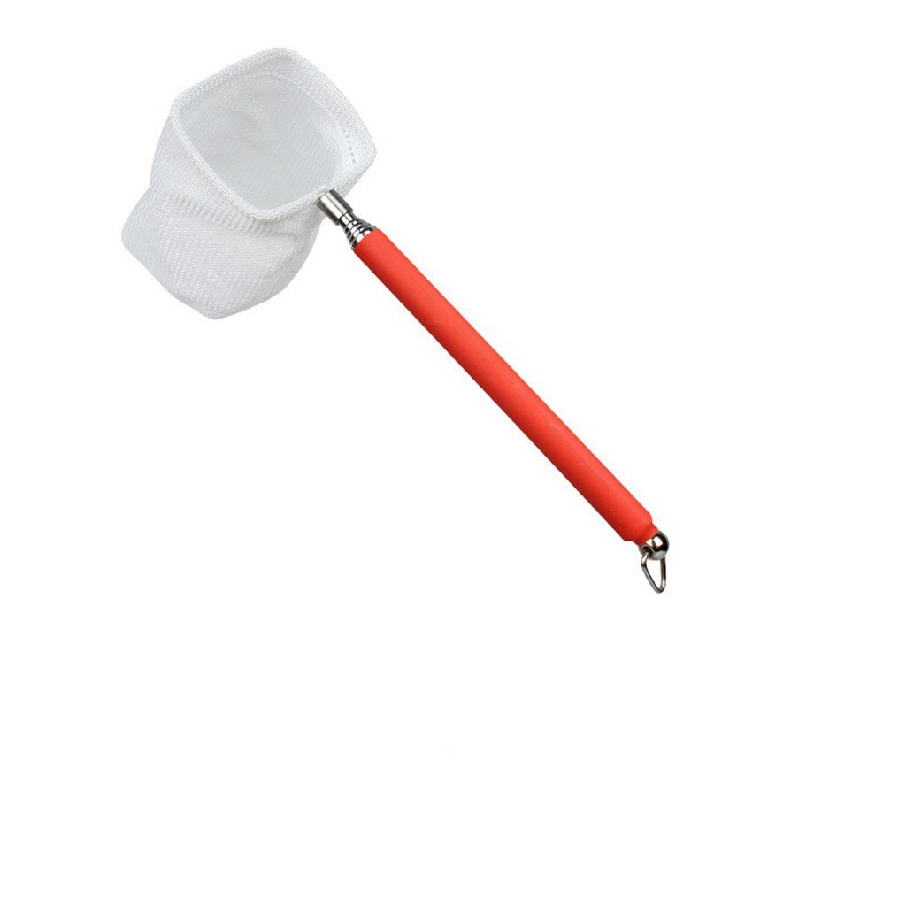 Top Selling Fish Shrimp Skimming Net Fine Mesh Extendable Stainless Steel Handle Fishing Net Support And: Red 