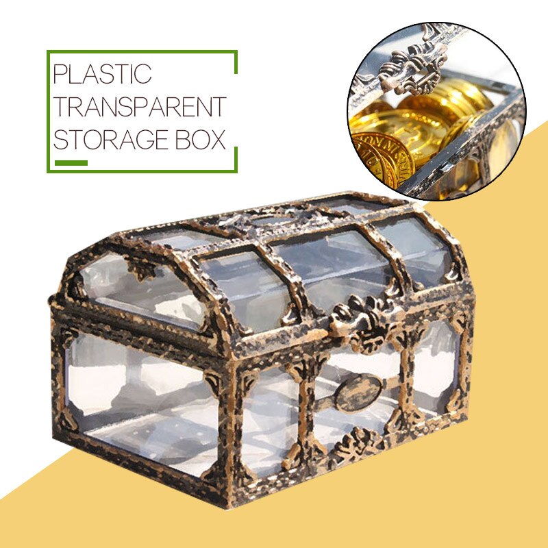 Vintage Transparent Pirate Treasure Storage Box Candy Trinket For Jewelry Crystal Gem Trinket Box Holder Organizer Earrings Box