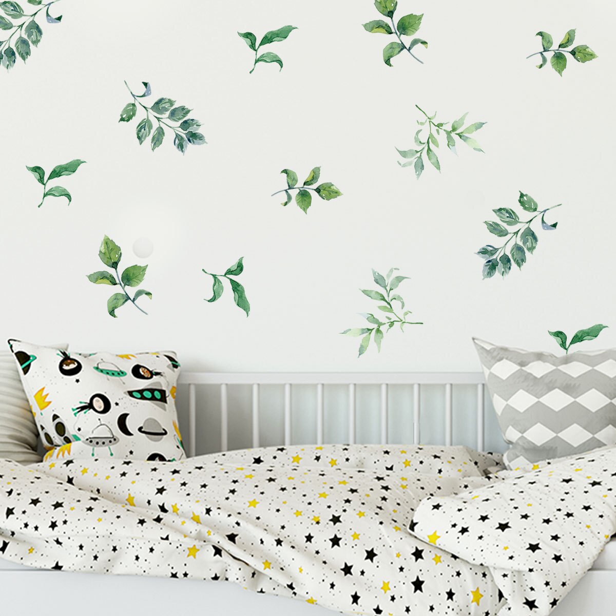 Tofok 3pcs/set Green Leaves Wall Sticker DIY Modern Art Vinyl Decal Kids Room Nursery Kitchen Wallpaper Poster Home Decoration