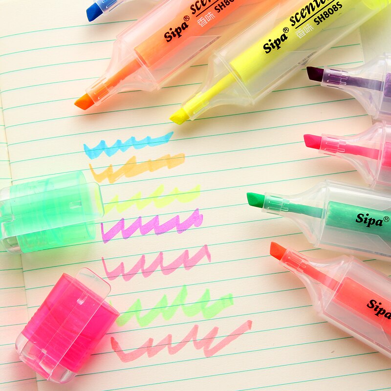 10 Stks/partij Zuid-korea Creatieve Briefpapier Kleurrijke Snoep Kleur Markers Geur Fluorescerende Marker Pen