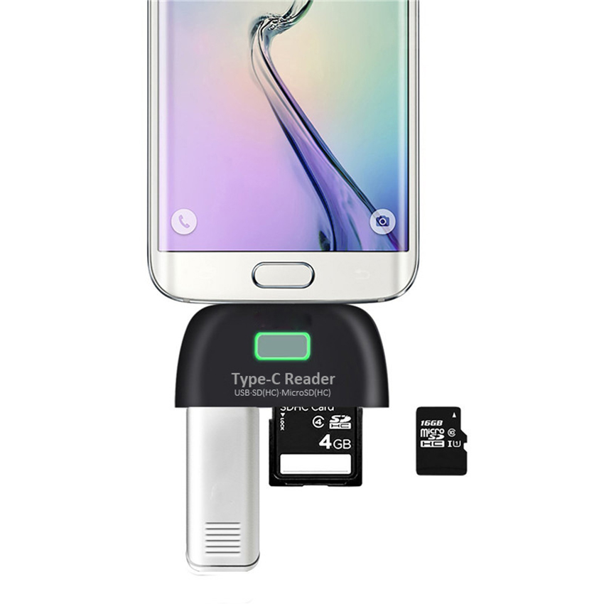 USB C Hub Adapter TF/SD Card Reader USB C Hub Multiport Adapter USB C to USB 3.1 with Charging Port, Black, White