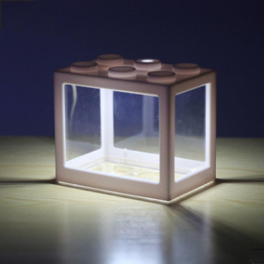 Fisketank led lys mini akvarium usb strøm 1l kapasitet lampe betta boks feed skrivebord hjemmeinnredning baby fiskerase fisk isolasjonsboks: Hvit / Hvite lysfarge