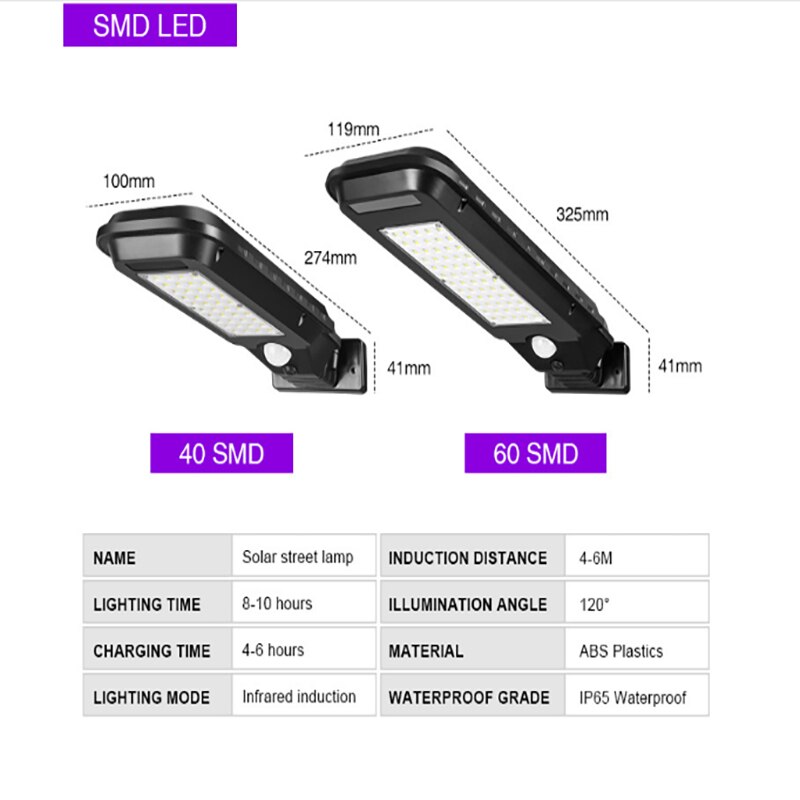 Solar led lys udendørs wall street luz con sensor de movimiento murale armatur moderne have gårdhave belysning lamper