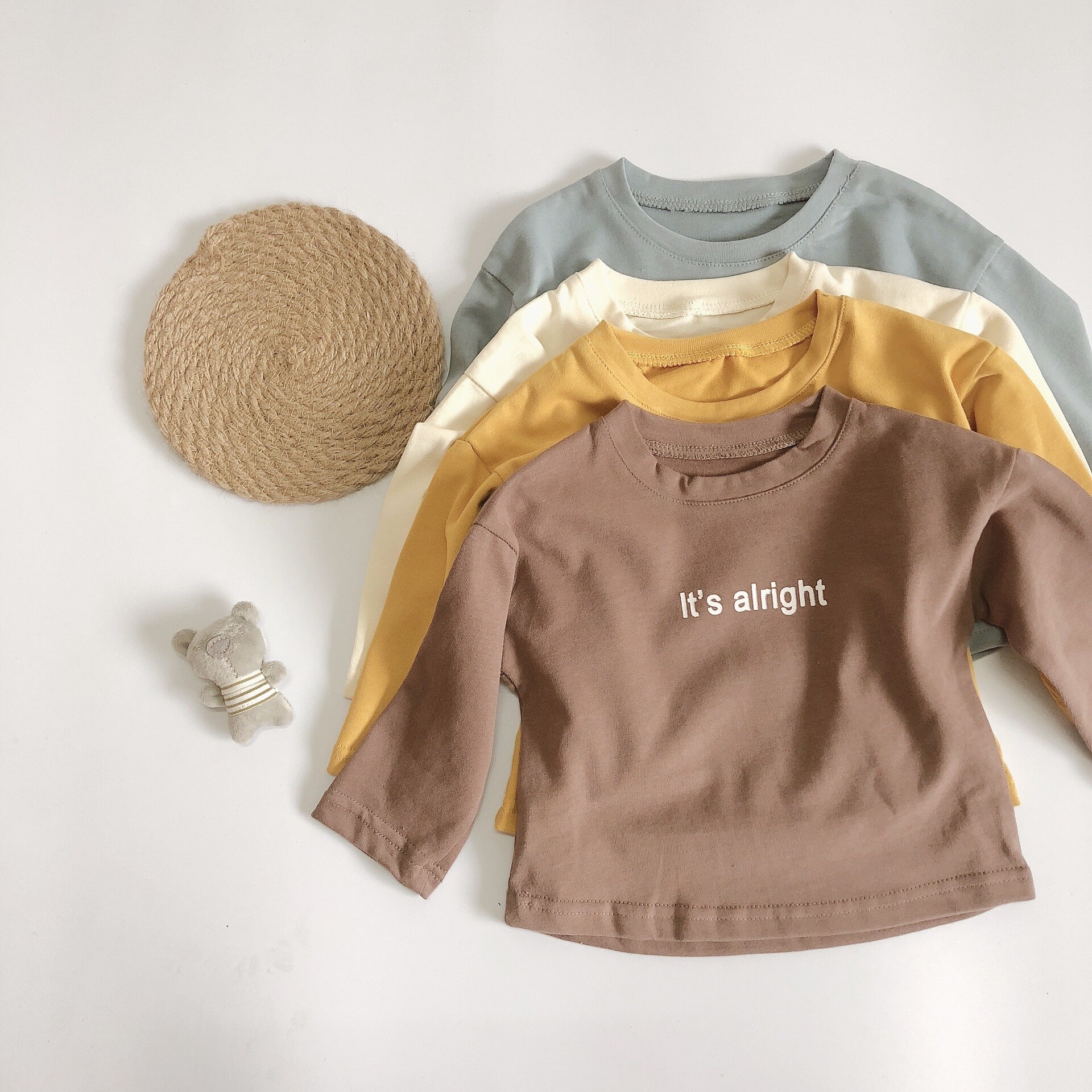 Lente Koreaanse Stijl Baby Jongens Meisjes Letters Gedrukt Lange Mouwen T Shirts 1-6 Jaar Jongens Kids Puur Katoen casual Tees