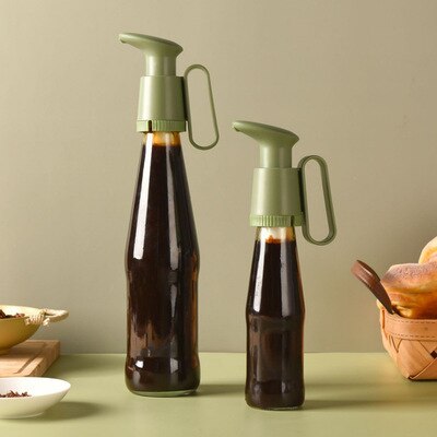 Fda Grade Jam Fles Pomp Oyster Saus Dispensers Ketchup Azijn Fles Hoofd Druk Push-Type Nozzle Thuis Kitchen Tools: green