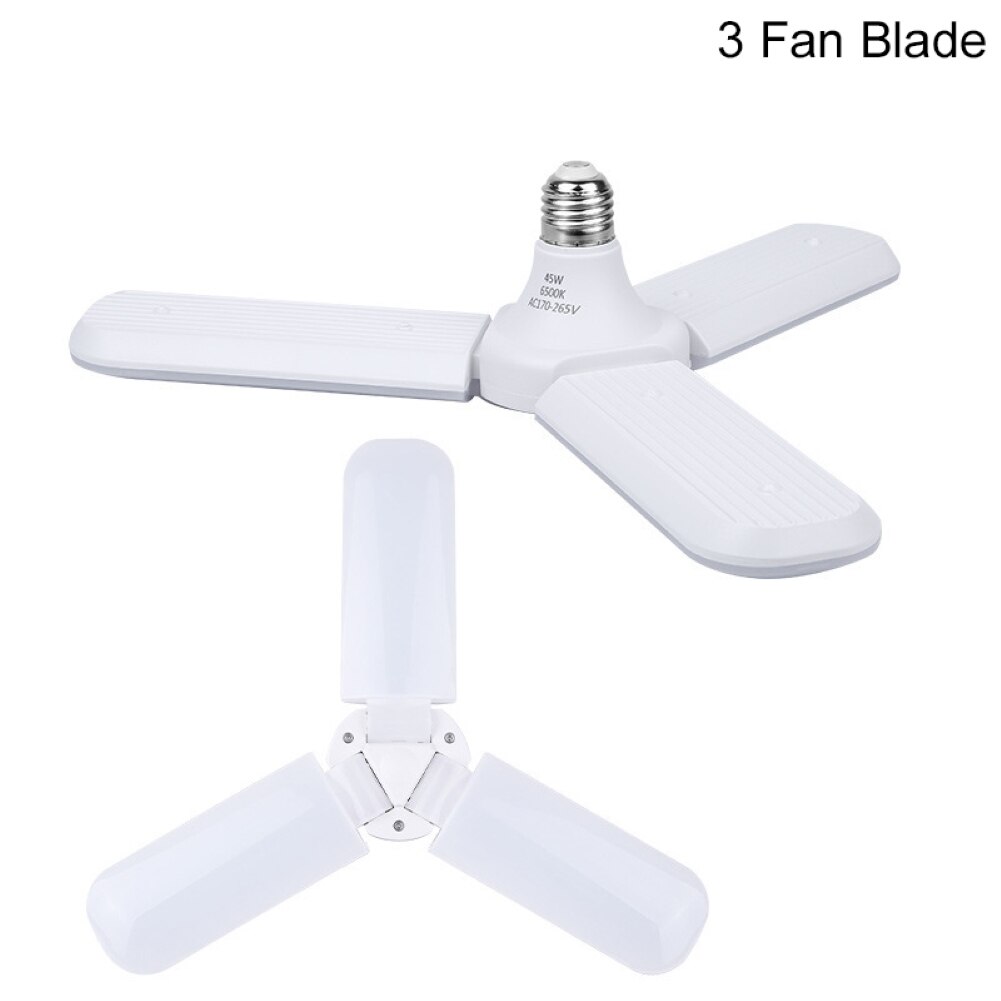 Folding LED Garage Light Bulb Fan Shape Indoor Ceiling Home Shop Workshop Lamp utility and recreation rooms, storage rooms, barn: 3 Blade Lamp