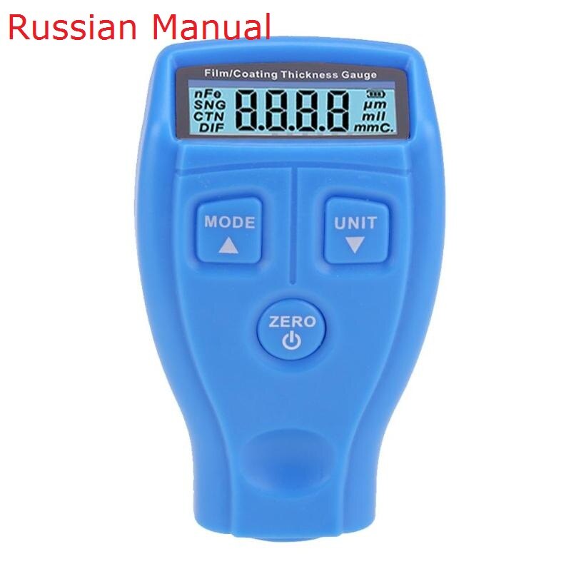GM200 revêtement peinture jauge d'épaisseur testeur Film à ultrasons Mini voiture revêtement mesure peinture jauge russe anglais manuel: Blue Russia
