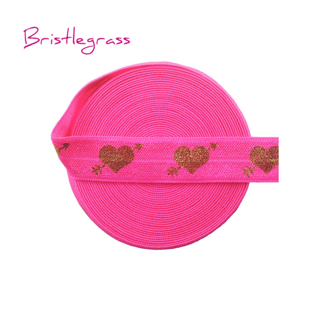 Bristlegrass 5 yard 5/8 " 15mm cupido's pijl liefdeshart folie print vouw elastieken foe spandex band haarelastiek tutu jurk naaien