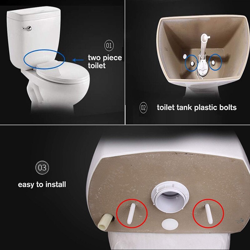 Paquete de 10 pernos de plástico con arandelas adecuadas para sujetar y reparar su tanque o asiento de inodoro fácil de instalar