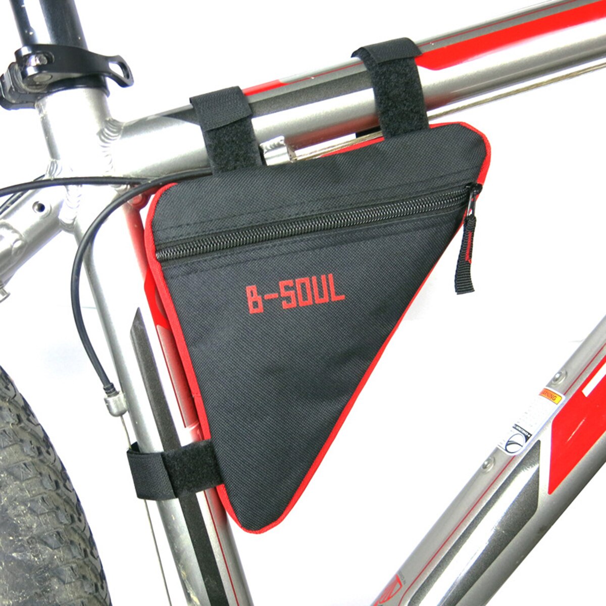 Cykel cykel cykeltaske lynlås frontrørstelefon vandtæt cykeltasker trekantet pose rammeholder tilbehør til cykler: Rød