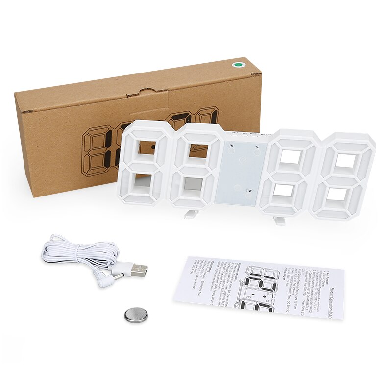 3D LED Digital Alarm Clock Wake Up Voice Control Date Time Table Clock Electronic Wall Hanging Glowing Night Watch Home Decor