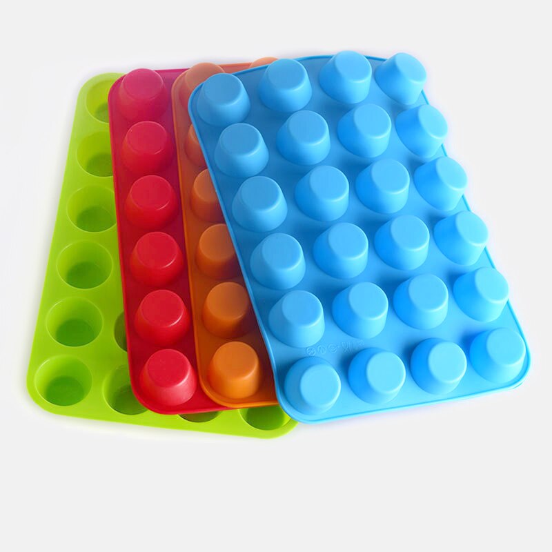 Ronde siliconen mal met 24 gaten, zeep, koekjes, cupcakes, bakvorm, bakvorm, zelfgemaakte cakevorm, mini-muffinvorm