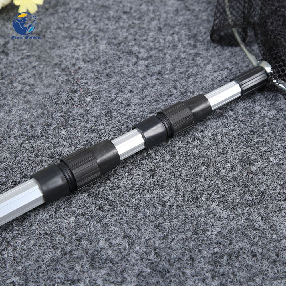 Outdoor folding fishing net telescopic fishing net blue soft rubber landing net fly fishing net fishing net tool