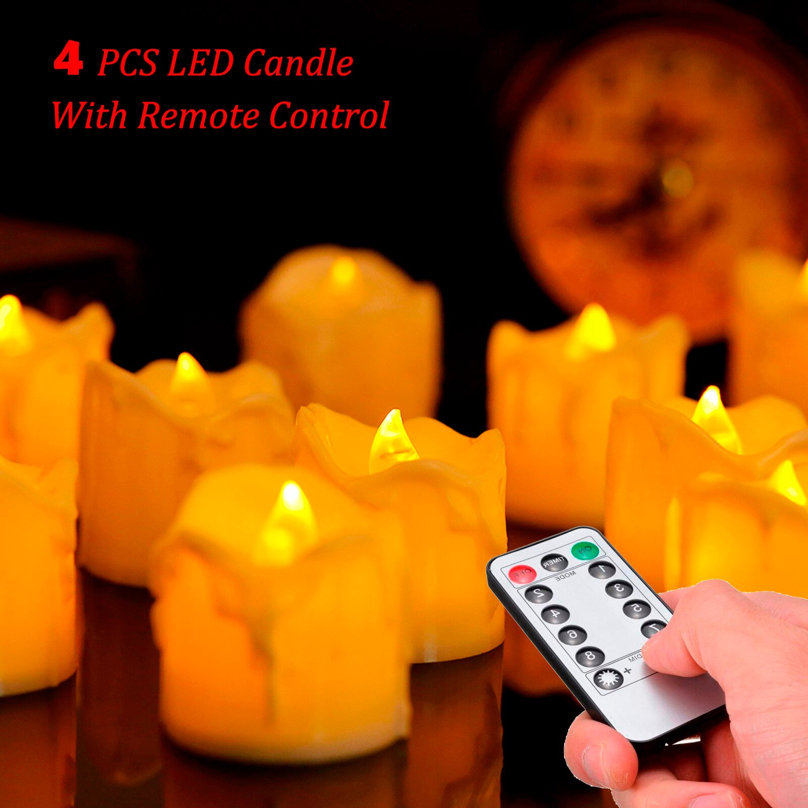 Pack of 6 Remote or Not Remote LED Candles Warm White Led Flameless Candles Battery Operated Moving Wick Tea Light: 4pcs Yellow