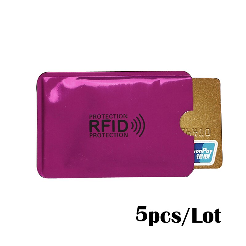 5PC Anti Rfid Blocking Reader Lock Bank Card Holder ID Bank Card Case Rfid Protection Metal Credit Card Holder Aluminium: Red