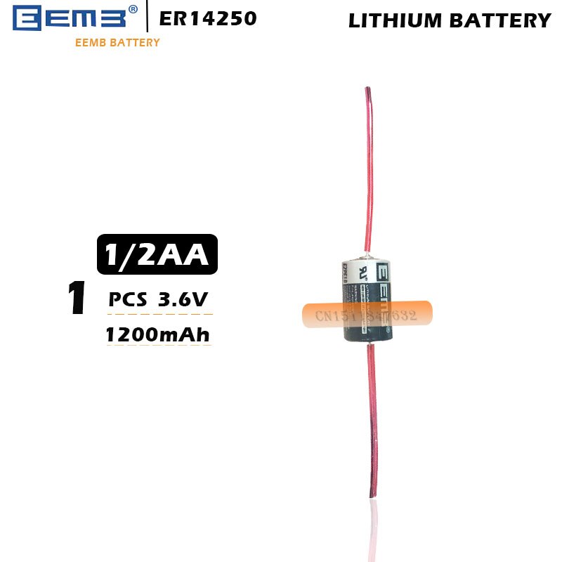1Pcs/LOT EEMB ER14250 1/2AA 3.6V 1200mAh Lithium Battery With welding
