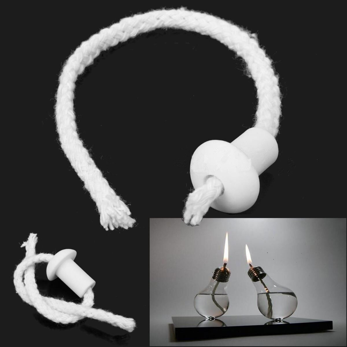 7Pcs Oil Lamp Wick Holder Ceramic Holders Torch Wine Bottle Oil Candle Burner Stove Cotton Wick Lamp Fiber Glass Kerosene Wick