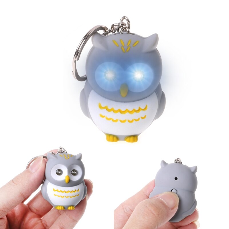 Grappige Led Licht 3D Cartoon Uil Sleutelhanger Geluid Getoeter Sleutelhanger Kid Speelgoed Gxmb